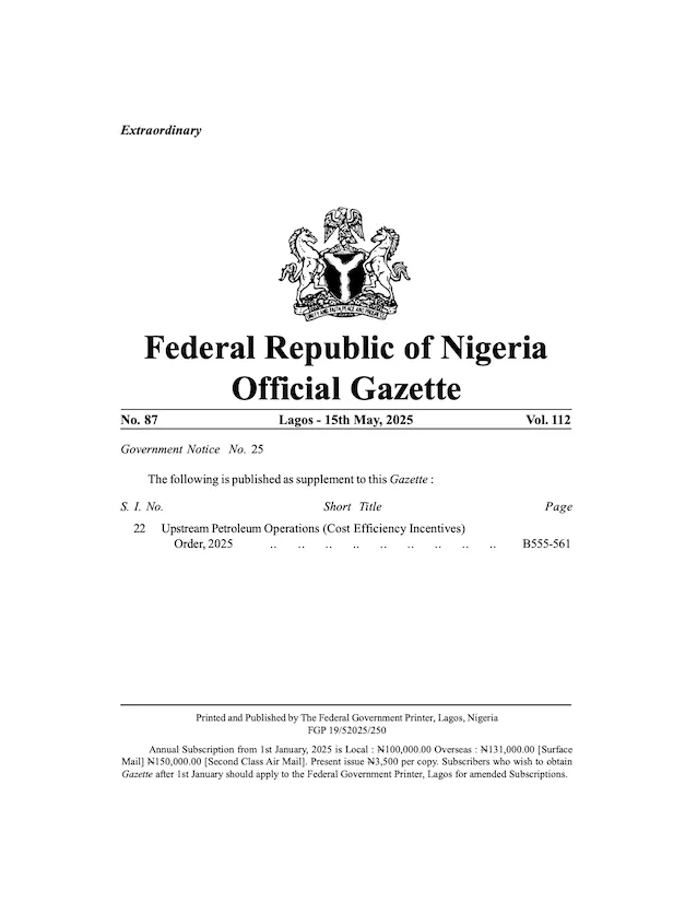 A screenshot of the Upstream Petroleum Cost Efficiency Incentives document